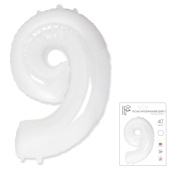 Шар фольга Цифра 40''/Fm Белая White "9"
