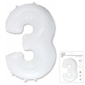 Шар фольга Цифра 40''/Fm Белая White "3"
