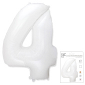 Шар фольга Цифра 40''/Fm Белая White "4"