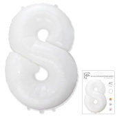 Шар фольга Цифра 40''/Fm Белая White "8"