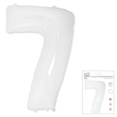 Шар фольга Цифра 40''/Fm Белая White "7"