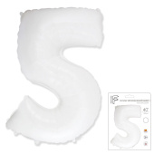 Шар фольга Цифра 40''/Fm Белая White "5"
