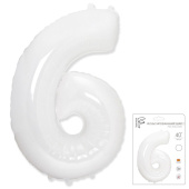 Шар фольга Цифра 40''/Fm Белая White "6"