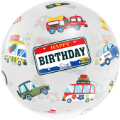 Шар фольга Сфера 3D Deco Bubble 18'' Машинки прозрачный кристалл с клапаном 46см FL Шар фольга Сфера 3D Deco Bubble 18'' Машинки прозрачный кристалл с клапаном 46см FL