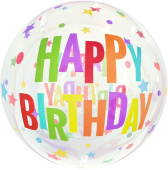 Шар фольга Сфера 3D Deco Bubble 18'' С ДР Звезды на прозрачный кристалл с клапаном 46см FL Шар фольга Сфера 3D Deco Bubble 18'' С ДР Звезды на прозрачный кристалл с клапаном 46см FL