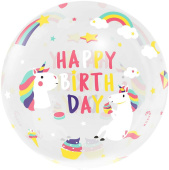 Шар фольга Сфера 3D Deco Bubble 18'' Единороги прозрачный кристалл с клапаном 46см FL Шар фольга Сфера 3D Deco Bubble 18'' Единороги прозрачный кристалл с клапаном 46см FL