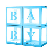 Коробки сюрприз для воздушных шаров 30х30х30см набор Baby Голубой упак уп4 Коробки сюрприз для воздушных шаров 30х30х30см набор Baby Голубой упак уп4