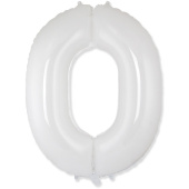 Шар фольга Цифра 40''/Fm Белая White "0"