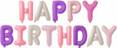 Шар фольга Буквы надпись Happy Birthday 16'' 41см для девочки FL