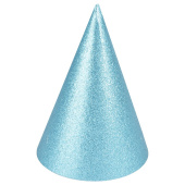 Колпаки бумажные Голубой с блестками 16см (уп6) ВВ