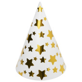 Колпаки бумажные Звезды Микс белый золото металлик 16см (уп6) ВВ