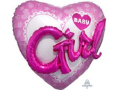 Шар фольга фигура ДЖАМБО Baby Girl сердце розовое 36" An