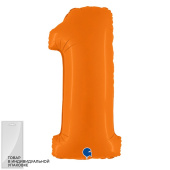 Шар фольга Цифра 40" GR Оранжевый Сатин "1" (упак)