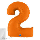 Шар фольга Цифра 40" GR Оранжевый Сатин "2" (упак)