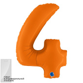 Шар фольга Цифра 40" GR Оранжевый Сатин "4" (упак)