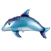 Шар фольга фигура Дельфин голубой милый 22" 56см.H X 37" 95см.W FM