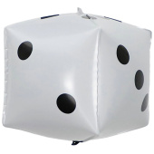 Шар фольга 3D КУБ 24" Кость игральная White ВЗ