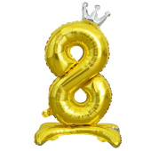 Шар фольга ЦИФРА 32"/ВЗ Корона Gold на подставке "8"