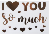 Наклейка на шары и подарки I love you so much 19,5х27см Золото металлик 1шт Наклейка на шары и подарки I love you so much 19,5х27см Золото металлик 1шт