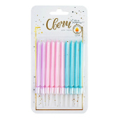 Свечи для торта 11 см, 10 шт., с держателем Микс розовый синий фиолетовый