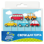 Свечи для торта 6 см, воск, 5 шт., на шпажках Любимые машинки