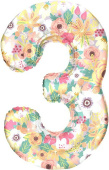 Шар фольга Цифра 34''/FL Цветочный вальс "3"