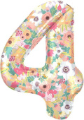 Шар фольга Цифра 34''/FL Цветочный вальс "4"