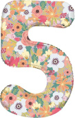 Шар фольга Цифра 34''/FL Цветочный вальс "5"