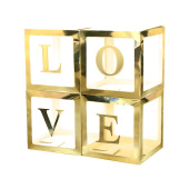 Коробки сюрприз для воздушных шаров 30х30х30см набор Love Золото металлик упак уп4 Коробки сюрприз для воздушных шаров 30х30х30см набор Love Золото металлик упак уп4