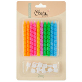 Свечи для торта 8 см, 10 шт, с держателями Спирали. Яркий микс