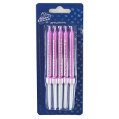 Свечи набор Happy Birthday Розовый Металлик 8см (уп10)