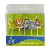Свечи набор на пиках Фигура Животные джунглей 5см (уп5)