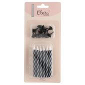 Свечи набор Полоски Черный Белый 8см (уп12)