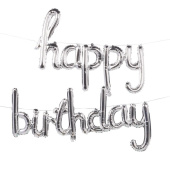 Шар фольга Буквы Надпись happy birthday серебро Silver ВЗ  