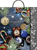 Пакет ПЭТ с пластиковой ручкой 38х44см с пласт руч Новогодняя композиция