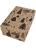 Коробка прямоугольник Крафт Елочки 15х10х5см