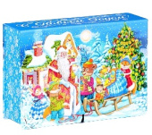 Коробка книга Дедушка Мороз и лесные звери 13,5х20х6см