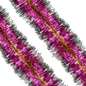 Мишура Розовая с Золотом 2мх9см