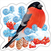 Украшение на скотче Снегирь с рябиной (10шт)