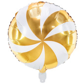 Шар фольга 18''/PD круг Леденец Gold White