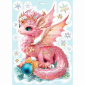 Наклейка Дракончик розовый 24х33см