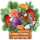 Украшение на скотче Туесок с зимним букетом (10шт)