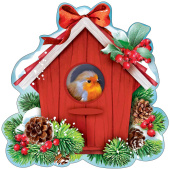 Украшение на скотче Птичка в скворечнике (10шт)