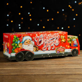 Коробка сборная Красная Фура с анимацией и игрой 11х11х36см