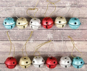 Игрушки на елку Бубенчики размер 3×3см цвет серебряный золотой красный голубой (уп12)