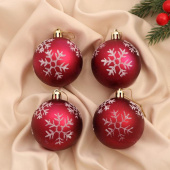 Игрушки на елку Шары   6см Снежная феерия красный (уп4)