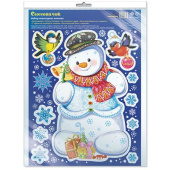 Наклейка на окно Снеговичок 33х24см