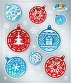 Наклейка Елочные игрушки (10шт)