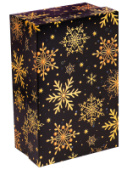 Коробка прямоугольник 15х10х5см Золотые снежинки на черном