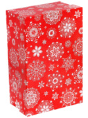 Коробка прямоугольник 19х12х7,5см Снежинки на красном